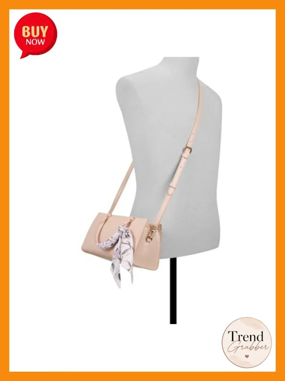Structured Satchel Shoulder Bag with Removable Crossbody Strap & Scarf